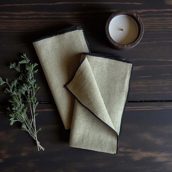 Olive piped napkin 40x40- set of 4