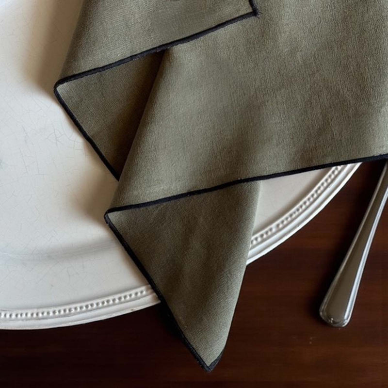 Olive piped napkin 40x40- set of 4