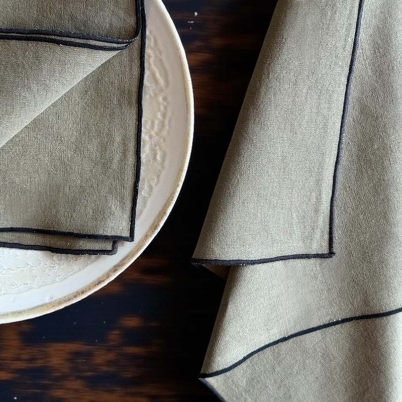 Olive piped napkin 40x40- set of 4