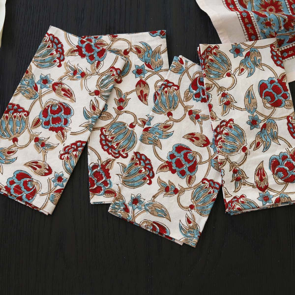 dk red & blue set of 4 napkins