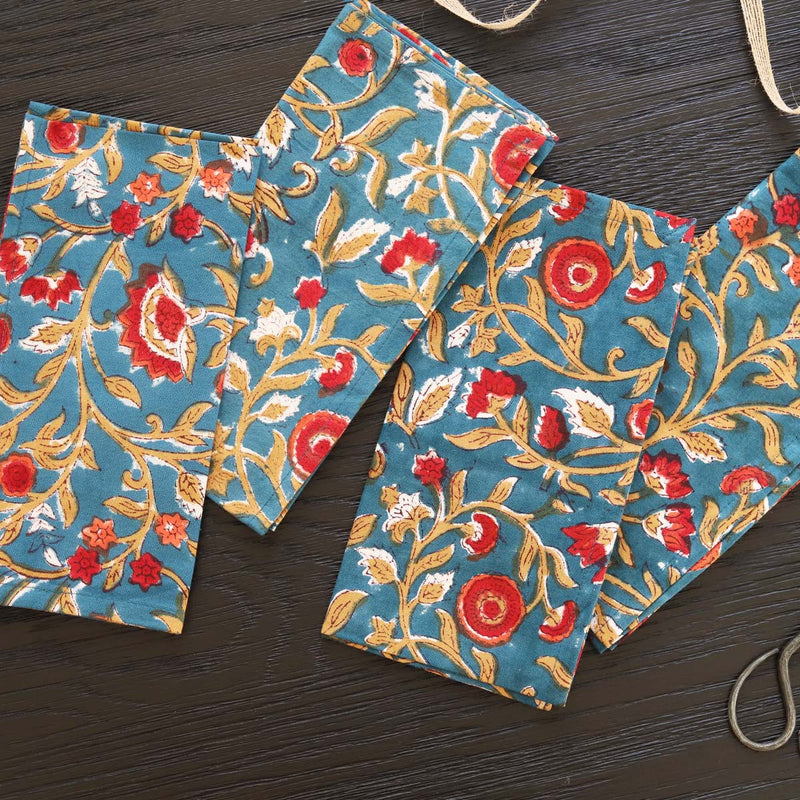 teal & gold set of 4 napkins