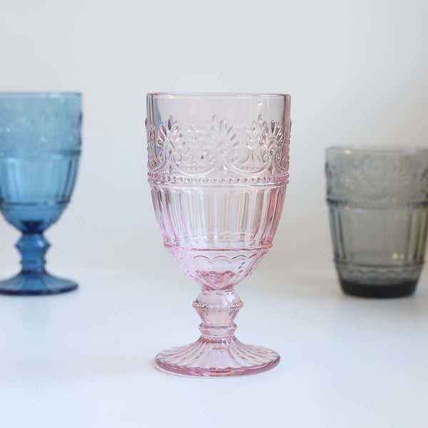 Large Pink Pressed Wine Glass(W)