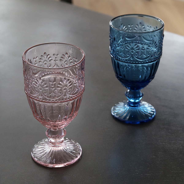Large Pink Pressed Wine Glass(W)