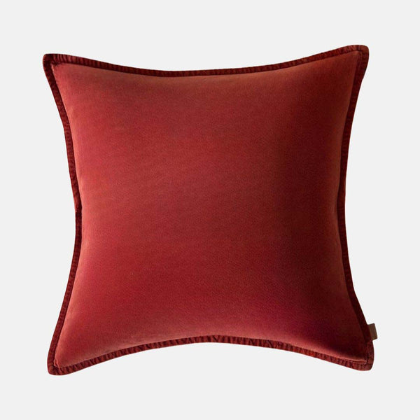 BRICK RED STONEWASHED VELVET CUSHION