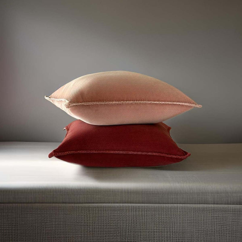 BRICK RED STONEWASHED VELVET CUSHION