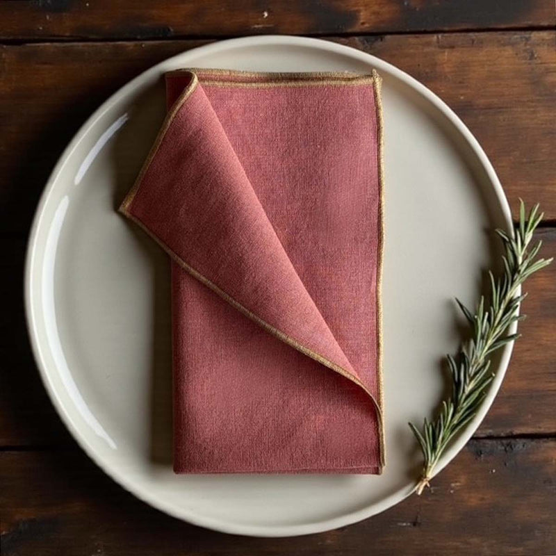 rust piped napkin 40x40- set of 4