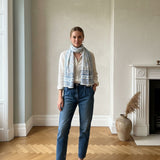 SHADES OF BLUE TASSLE SCARF