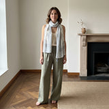 GR/PEACH TASSLE SCARF