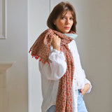 dark red stars scarf duck egg border