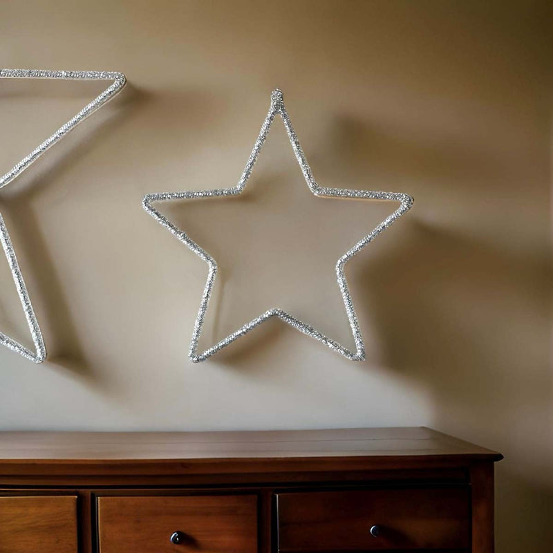 GLASS BEADED STAR- SILVER - SML