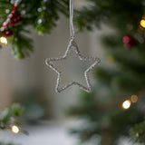 GLASS BEADED STAR - SILVER