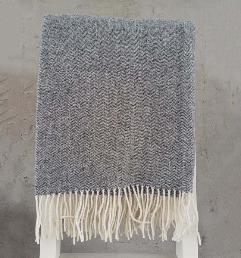 pure wool throw soft grey