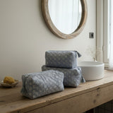 SET OF 3 TOILET BAGS GREY DITSY