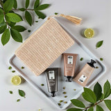 Natural raffia weekend away set - lime basil