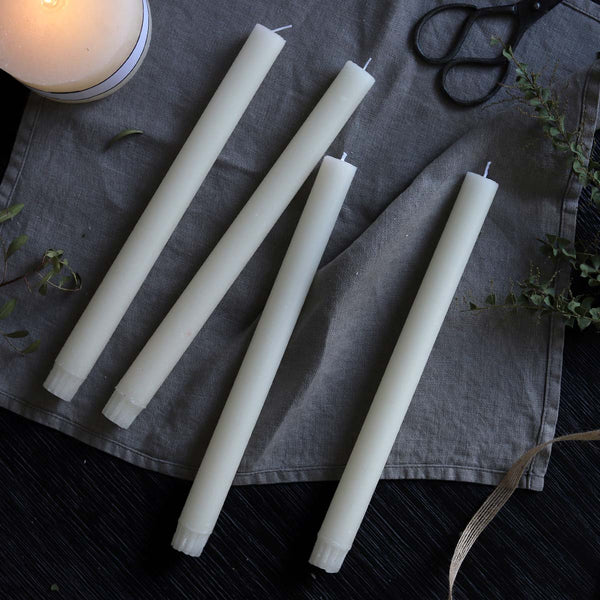 ivory set 4 rustic dinner candle 27cm (W)