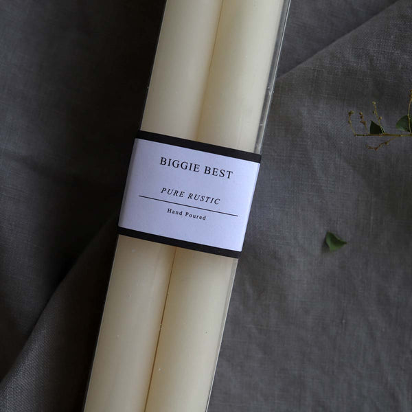 ivory set 4 rustic dinner candle 27cm (W)