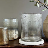 White marble/ glass hurricane