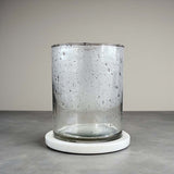 White marble/ glass hurricane