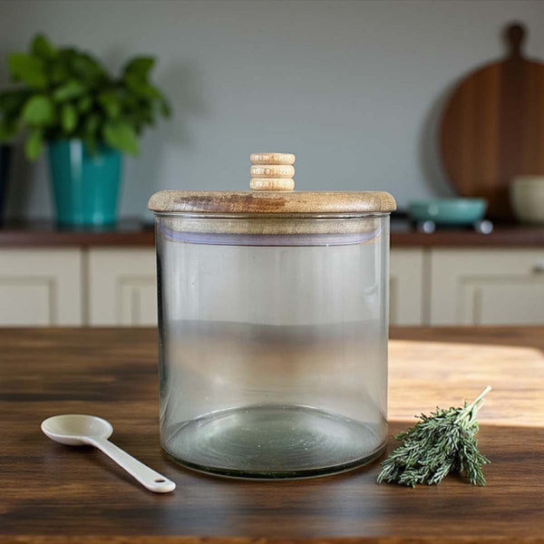 glass jar with wood lid