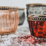 RED GLASS TEALIGHT HOLDER - SET OF 3