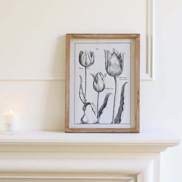 Beautiful tulip floral picture, this has a lovely wooden frame, it will look stunning in any home either hung singly or with its matching piece.