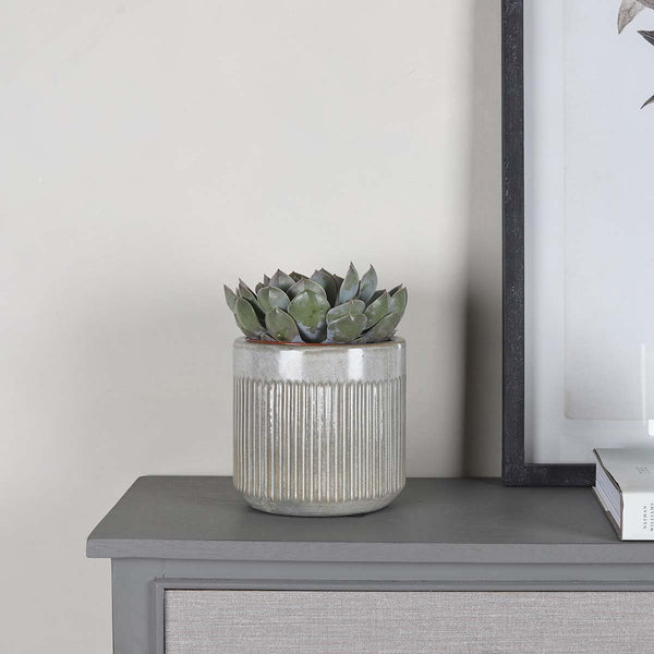This ribbed pot will look great on your windowsill either on its own or in a group.

