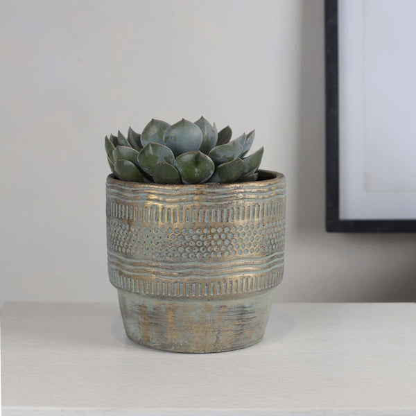 RUSTIC GOLD BRUSHED PLANTER