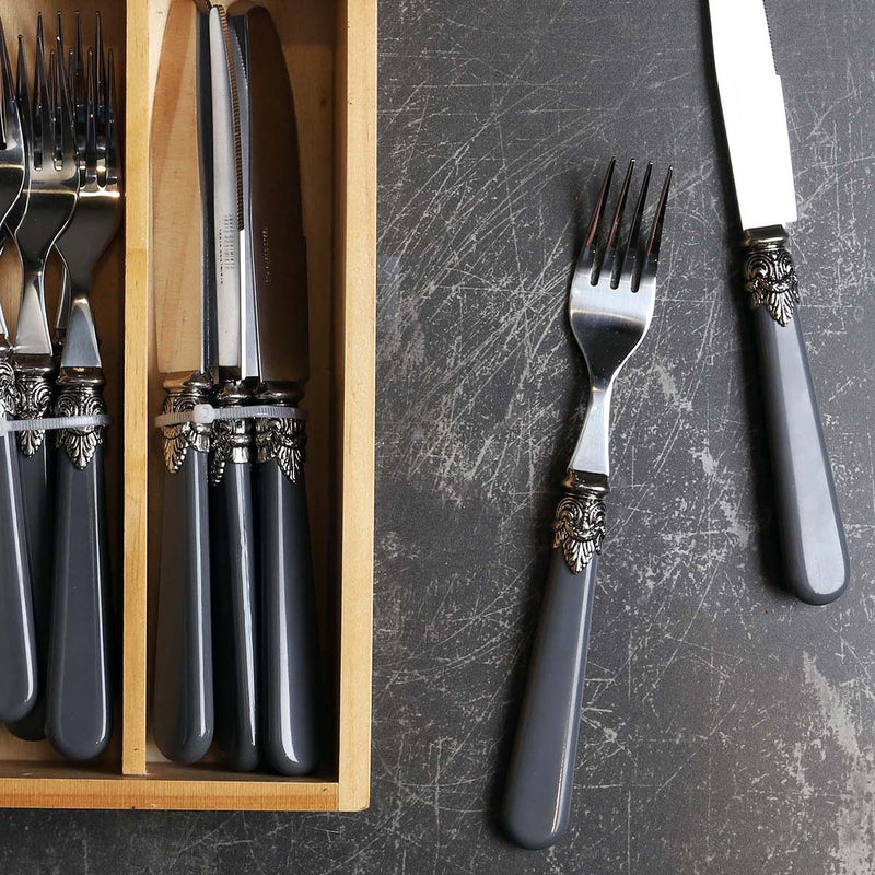 GREY HANDLE,ROYAL CLASP 24PC CUTLERY SET