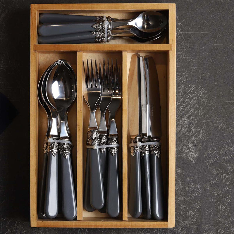 GREY HANDLE,ROYAL CLASP 24PC CUTLERY SET