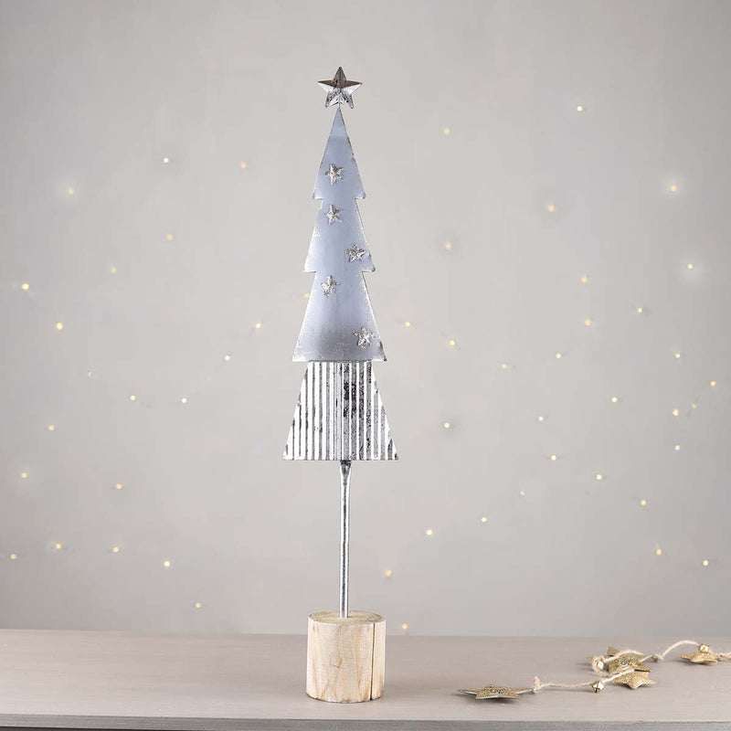 A tall slim scandi style tree in silver, this tree would look great in a festive home either alone or set with a group.