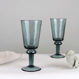 WINE GOBLET HAMMERED-BLUE GREY-SET OF 2