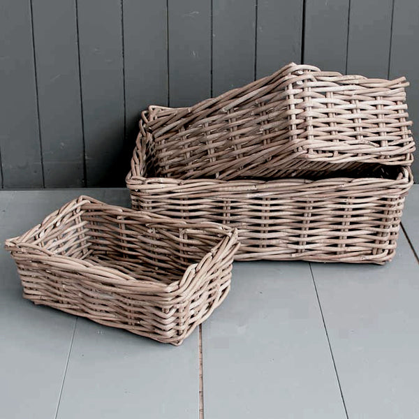 Gorgeous  willow Kubu baskets, in washed ash. These will be a great feature for any room to store all sorts of bits and bobs.