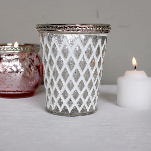 NINA DIAMOND GLASS CANDLE HOLDER (W)