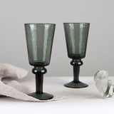 <P>Recycled glass goblets, these are made exclusively from recycled glass. They would grace any table, indoors or out. <P>

<P>Surface imperfections are to be expected<P>

