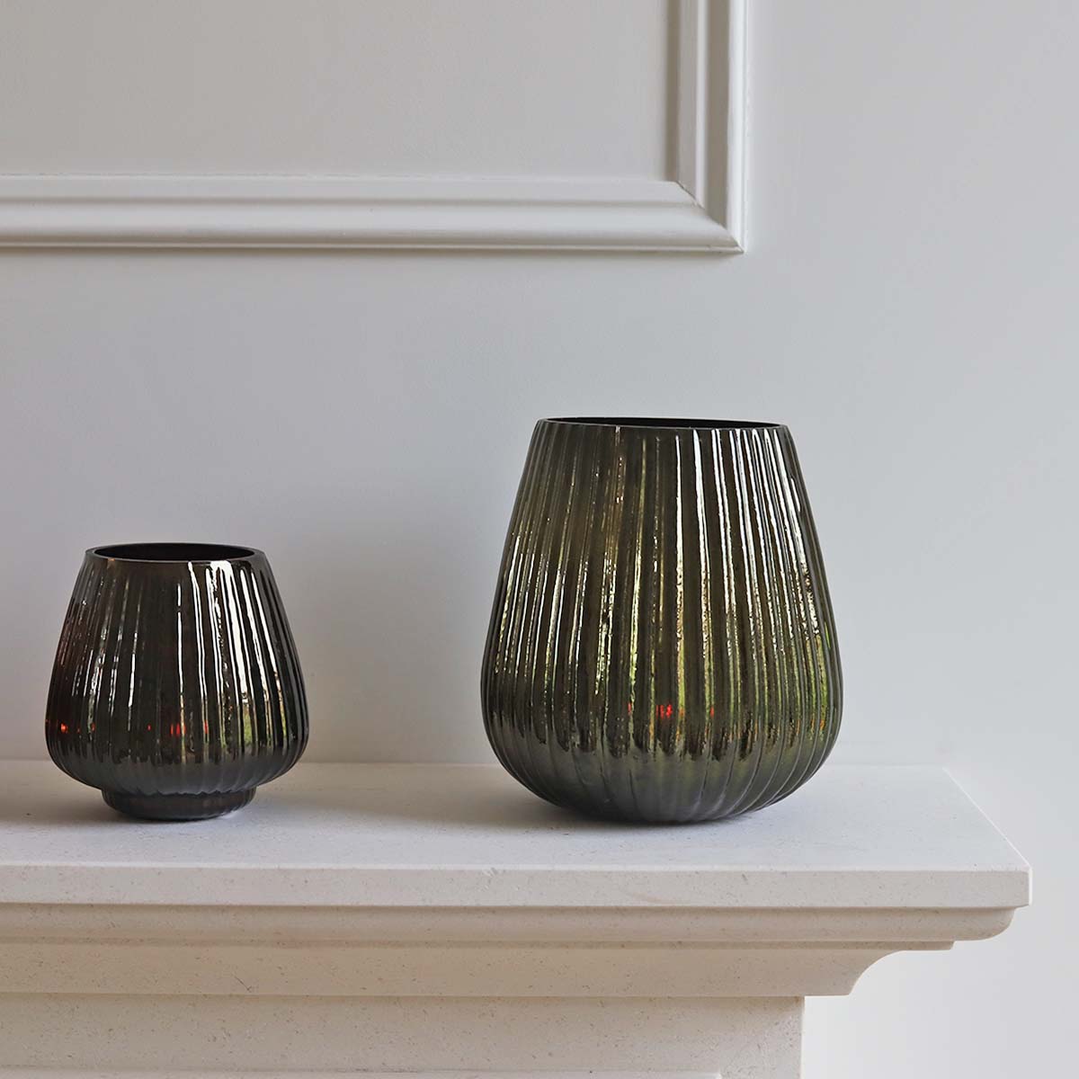 LARGE SHINY ANTIQUE GREY SLOPED CANDLE HOLDER BIGGIE BEST