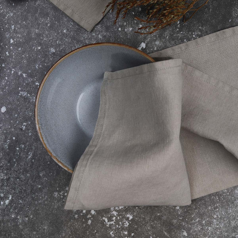 100% linen napkin - taupe plain edge - set of 2