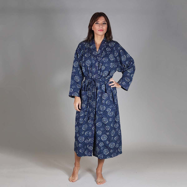 Kimono gown block printed by hand by expert artisans in India