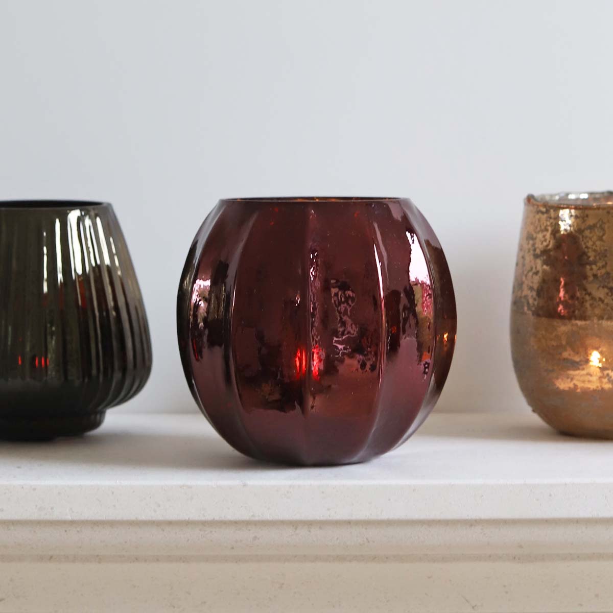 BURGUNDY ORB CANDLE HOLDER BIGGIE BEST