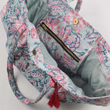 COTTON QUILTED CARRY BAG GREEN /PINK