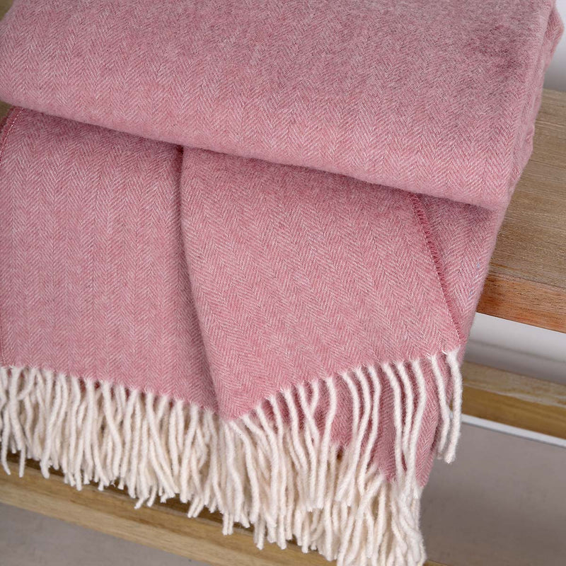 ANNA PURE WOOL THROW - PINK