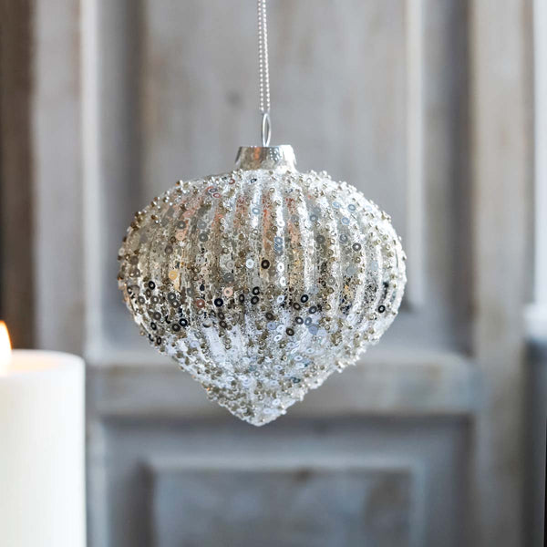 Embellish your Christmas tree with this sparkly bauble and mix it with other designs from this colour pallet.